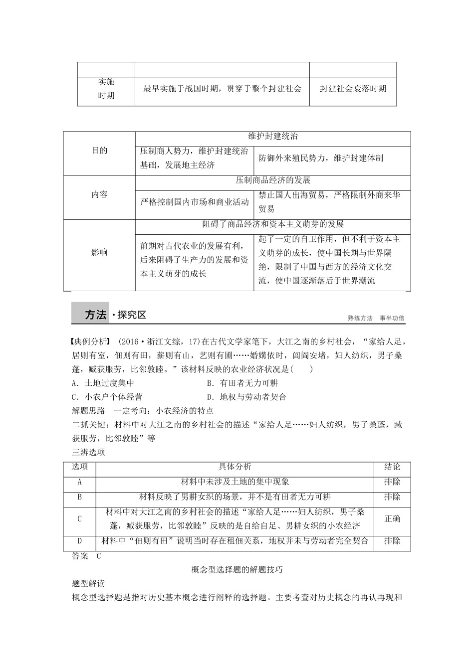 高中历史 专题一 古代中国经济的基本结构与特点学习总结 人民版必修2-人民版高一必修2历史试题_第3页