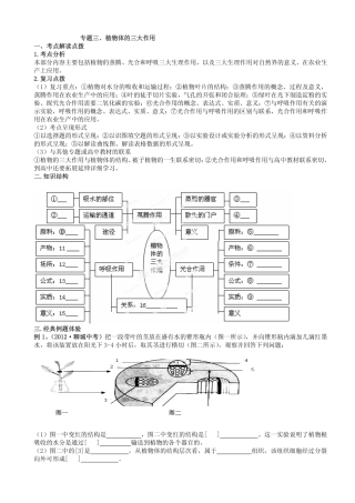 中考生物二轮专题复习 专题3 植物体的三大作用(pdf版)试卷