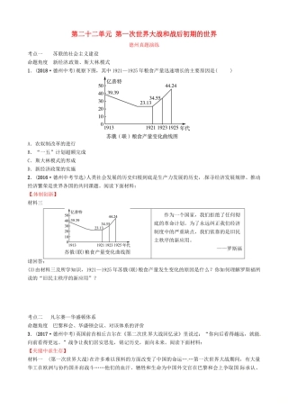 山东省德州市中考历史总复习 第六部分 世界现代史 第二十二单元 第一次世界大战和战后初期的世界真题演练试卷
