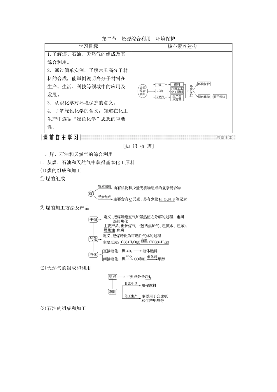 高中化学 第4章 化学与自然资源的开发利用 第2节 资源综合利用 环境保护讲义素养练（含解析）新人教版必修2-新人教版高一必修2化学试题_第1页