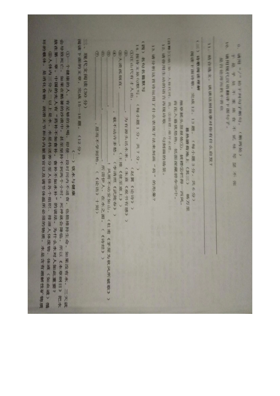 九年级语文下学期第一次模拟试卷试卷_第3页