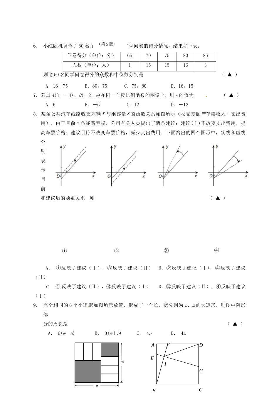 九年级数学下学期模拟试卷_第2页