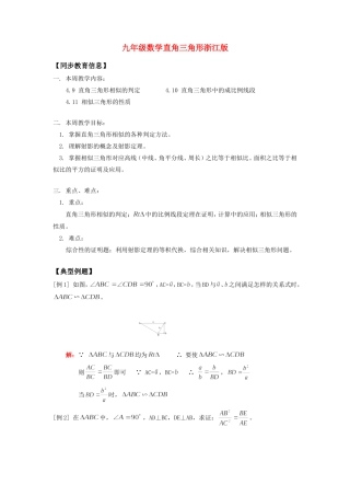 九年级数学直角三角形浙江版知识精讲试卷