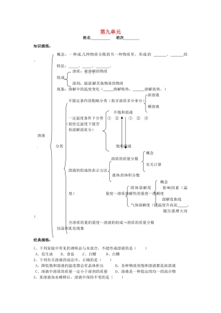 九年级化学下册(第九单元 溶液)单元综合检测(新版)新人教版试卷