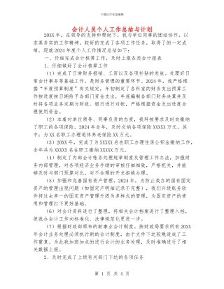 会计人员个人工作总结与计划