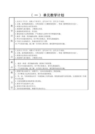 部编二年语文上册单元教学计划姜艳艳(手打版)