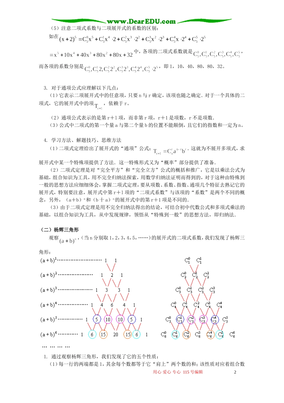 高二数学二项式定理知识精讲 人教实验版(B)_第2页