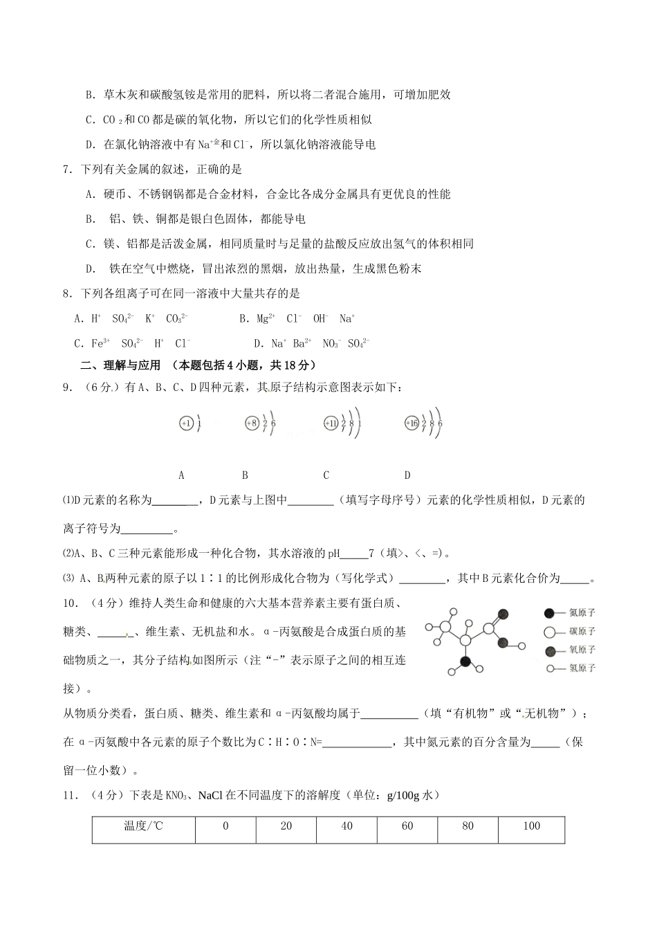 山东省菏泽市中考化学真题试卷(含答案)试卷_第2页