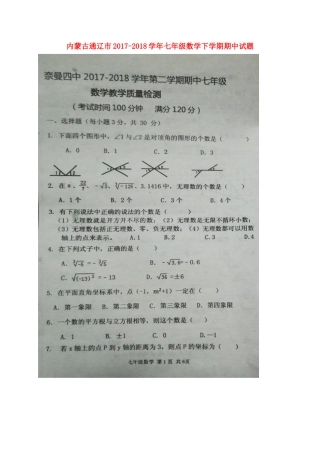 内蒙古通辽市七年级数学下学期期中试题(扫描版) 试题