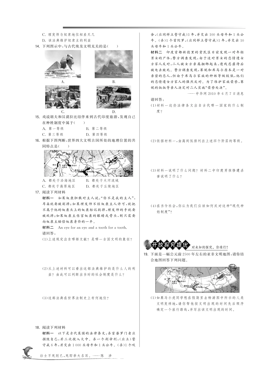 九年级历史上册 12 大河流域—人类文明的摇篮试卷(pdf) 新人教版试卷_第2页