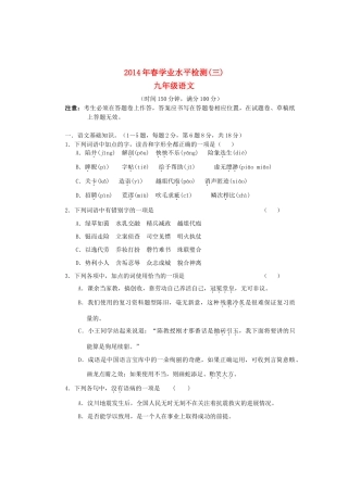 初中语文学业水平检测模拟试题(三) 试题