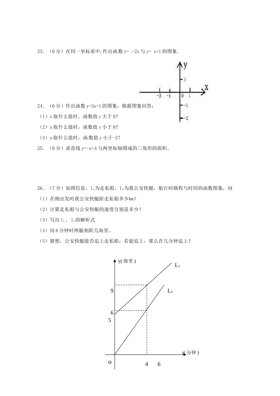 安徽省阜南县八年级数学(一次函数)单元综合测试卷试卷_第3页