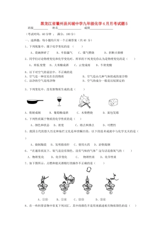 九年级化学4月月考试卷5试卷