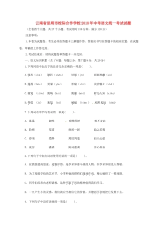 中考语文统一考试试卷