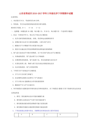 山东省荣成市 八年级化学下学期期中试卷