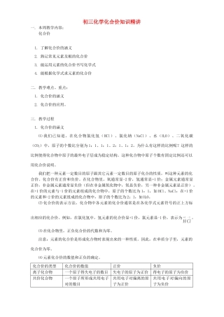初三化学化合价知识精讲 人教版 试题