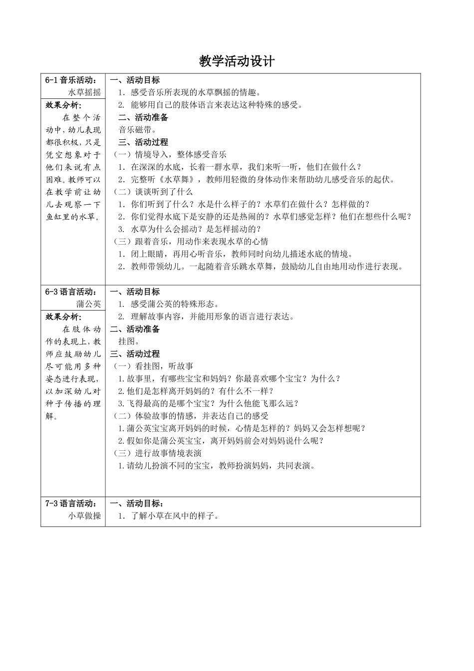 教学计划3《青青小草》_第1页