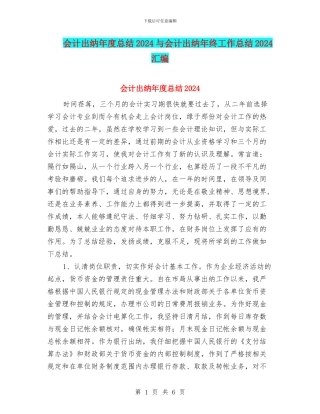 会计出纳年度总结2024与会计出纳年终工作总结2024汇编