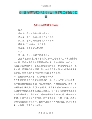 会计出纳部年终工作总结与会计划半年工作总结2汇编