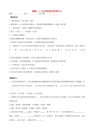 九年级化学全册(11化学给我们带来什么)自主学习 沪教版试卷