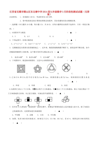 九年级数学3月阶段性测试试卷试卷