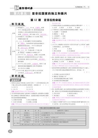 九年级历史下册 10分钟掌控课堂 第六单元 亚非拉国家的独立和振兴 第12课 亚非拉的奋起(pdf) 新人教版试卷