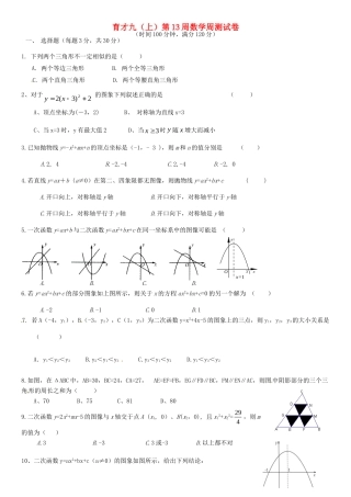 九年级数学上学期第13周周测试卷 苏科版试卷