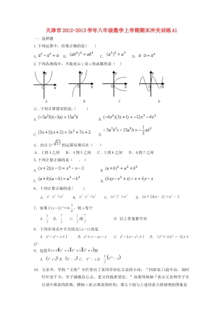 天津市八年级数学上学期期末冲关训练A1试卷
