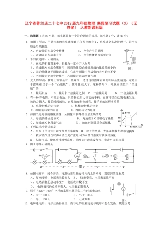 九年级物理 寒假复习试卷(3) 人教新课标版试卷