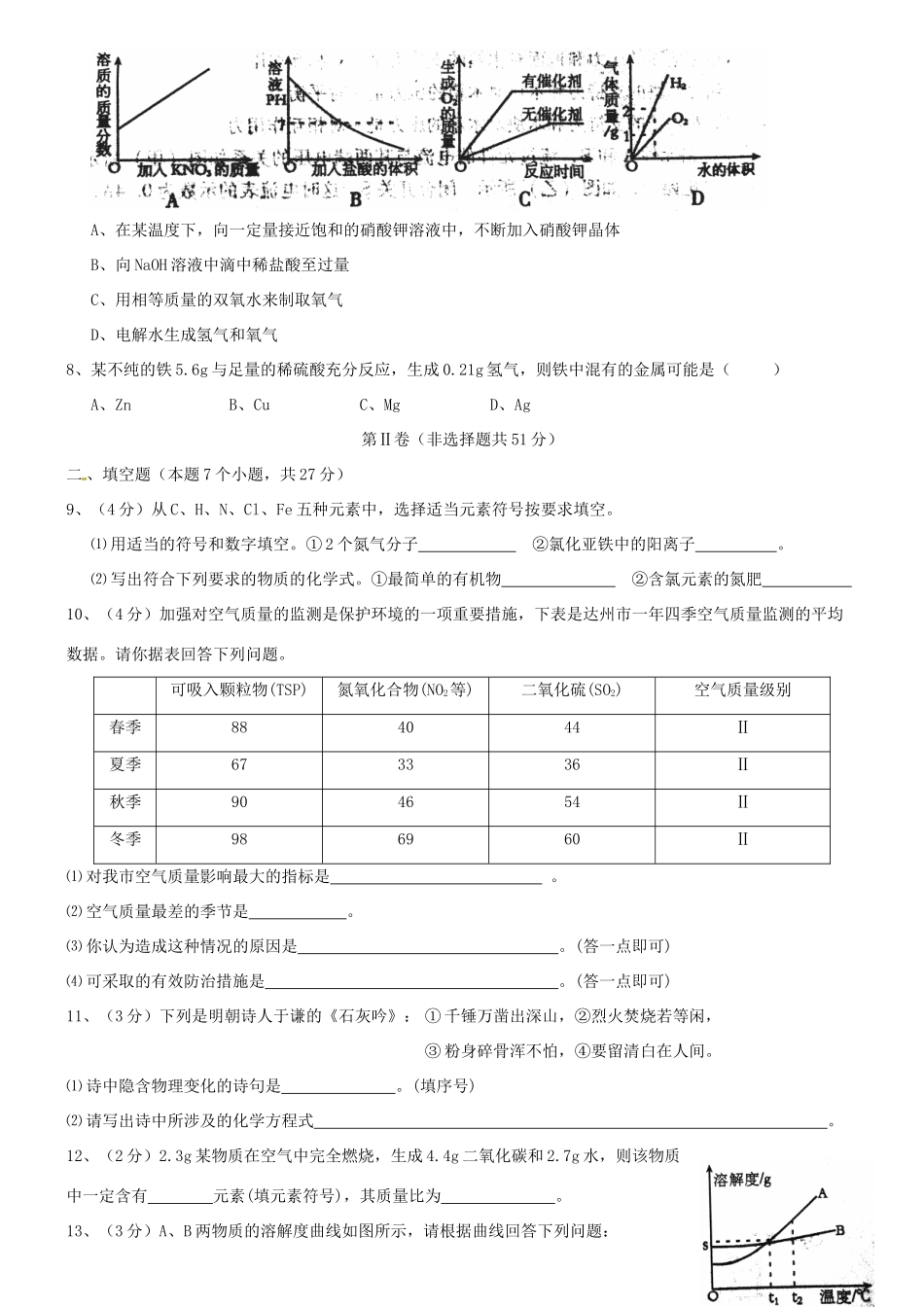 四川省达州市中考化学真题试卷_第2页