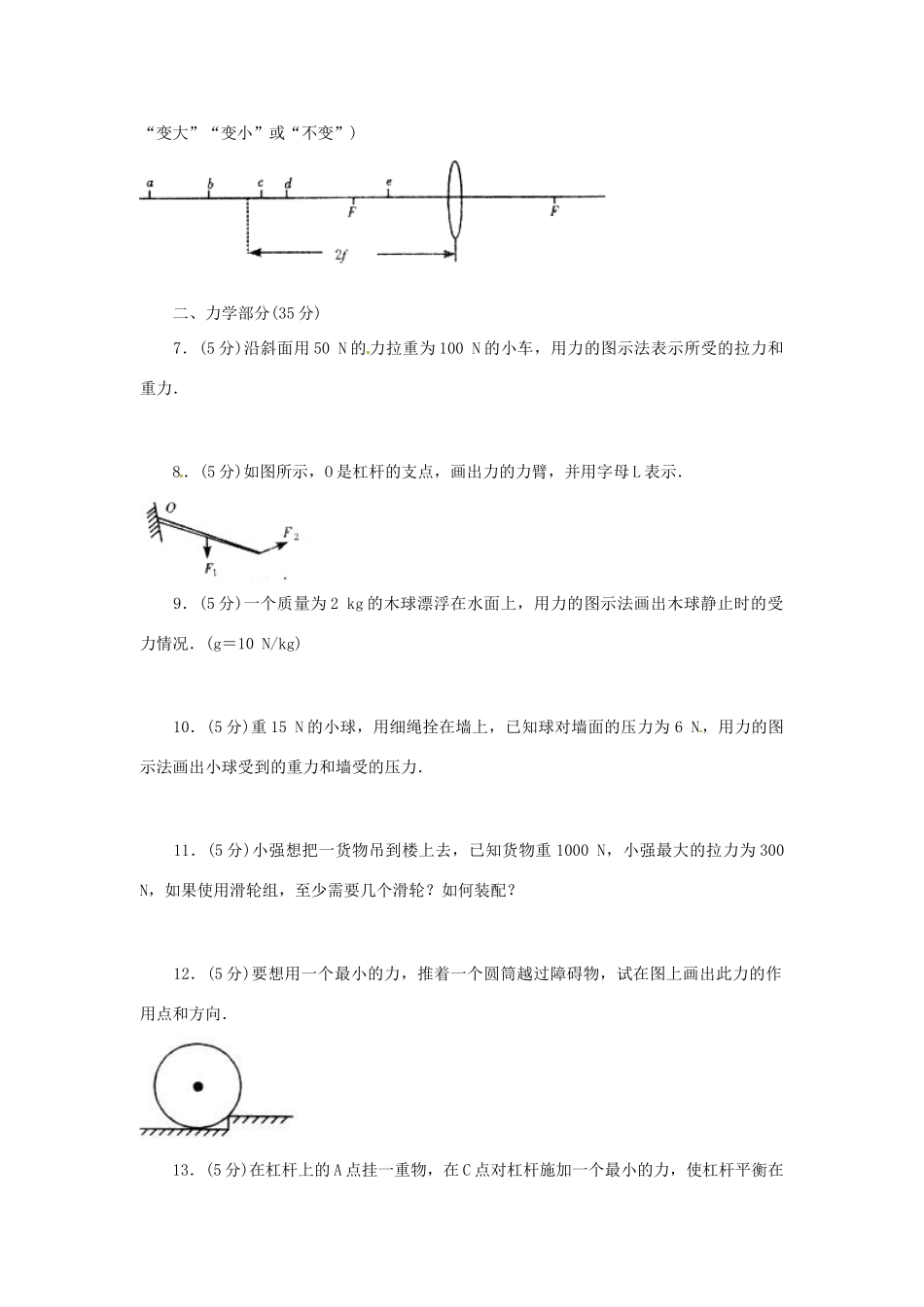中考科学专题复习训练八 作图题试卷_第2页