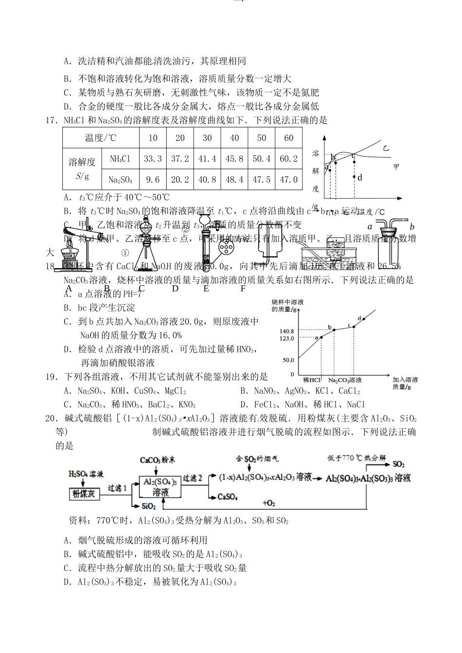 中考化学第二次模拟试卷_第3页
