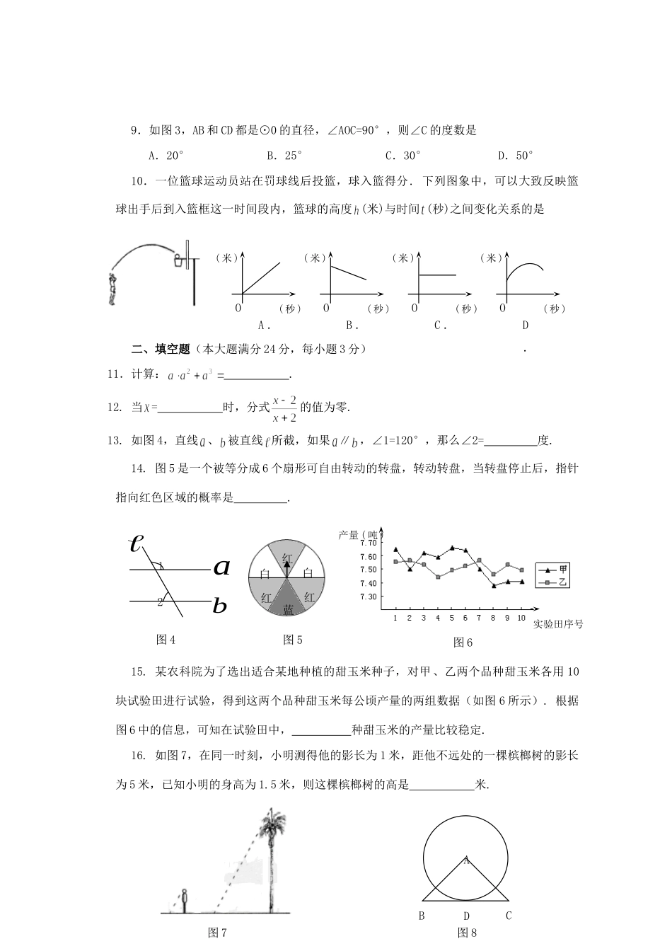 初中毕业升学考试数学卷课改区 试题_第2页