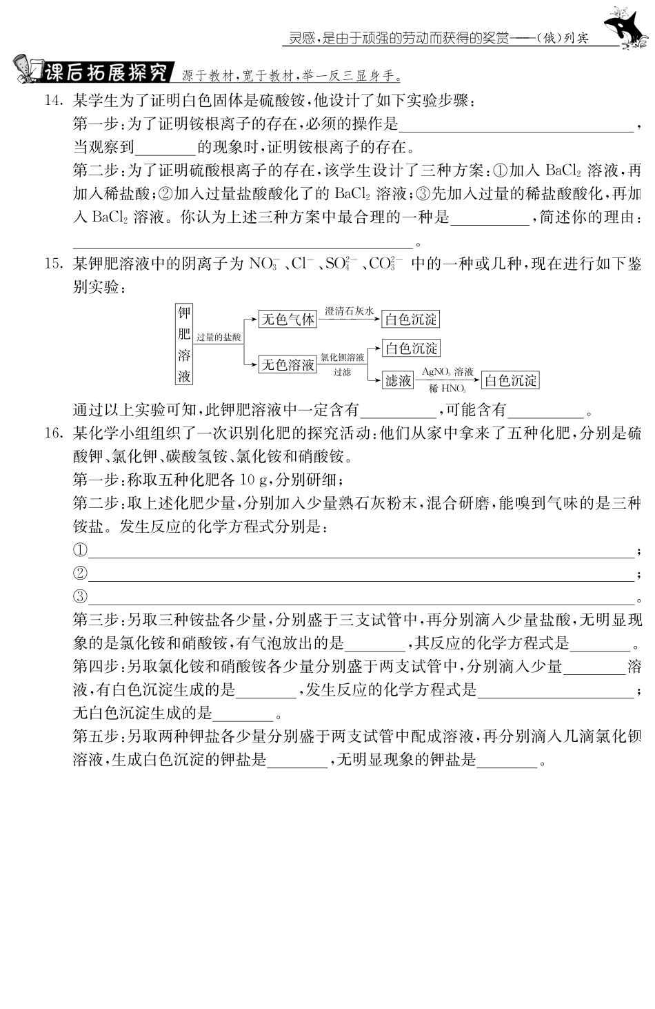 九年级化学下册 112 化学肥料测试卷(pdf) 新人教版试卷_第3页