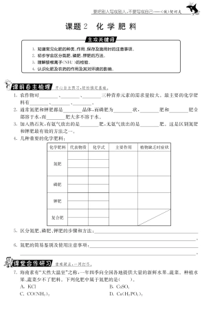 九年级化学下册 112 化学肥料测试卷(pdf) 新人教版试卷
