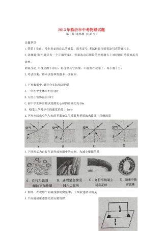 山东省临沂市中考物理真题试卷