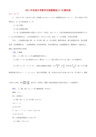 各地中考数学压轴题精选21-30(解析版)试卷