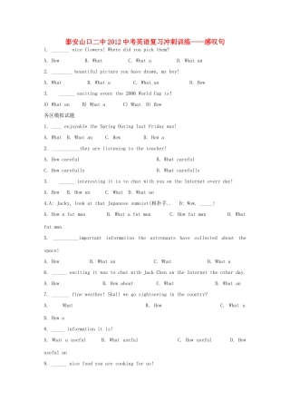 山东泰安山口二中中考英语复习冲刺训练 感叹句试卷