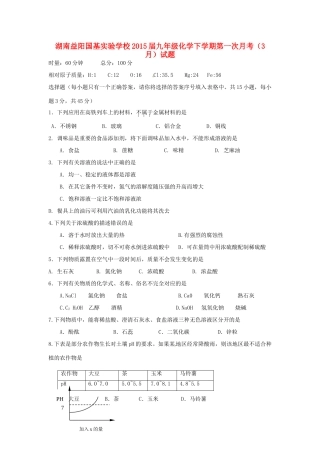 九年级化学下学期第一次月考(3月)试卷试卷