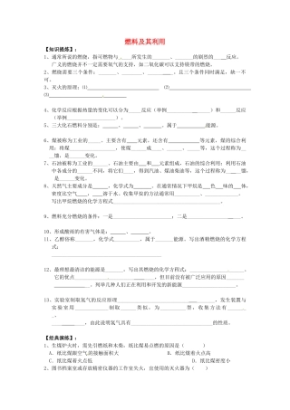 九年级化学上册 第7单元(燃料及其利用)基础知识复习与检测 新人教版试卷