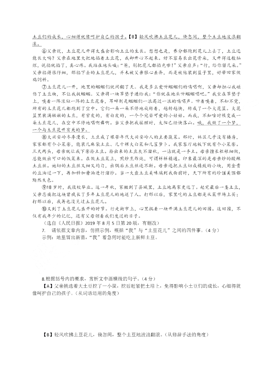 九年级下学期第二次模拟语文试卷 河南省郑州市-九年级语文下学期第二次模拟试卷(pdf)_第3页