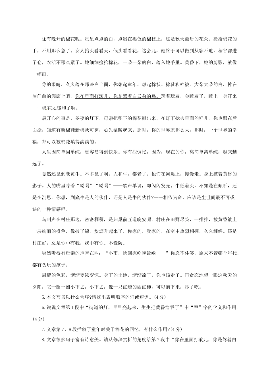 安徽省阜阳市七年级语文上学期期中试卷 新人教版试卷_第3页