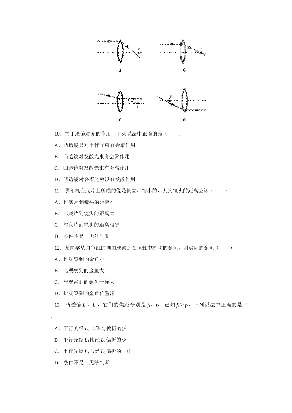 初二物理透镜及生活中的透镜测试题 人教实验版 试题_第2页