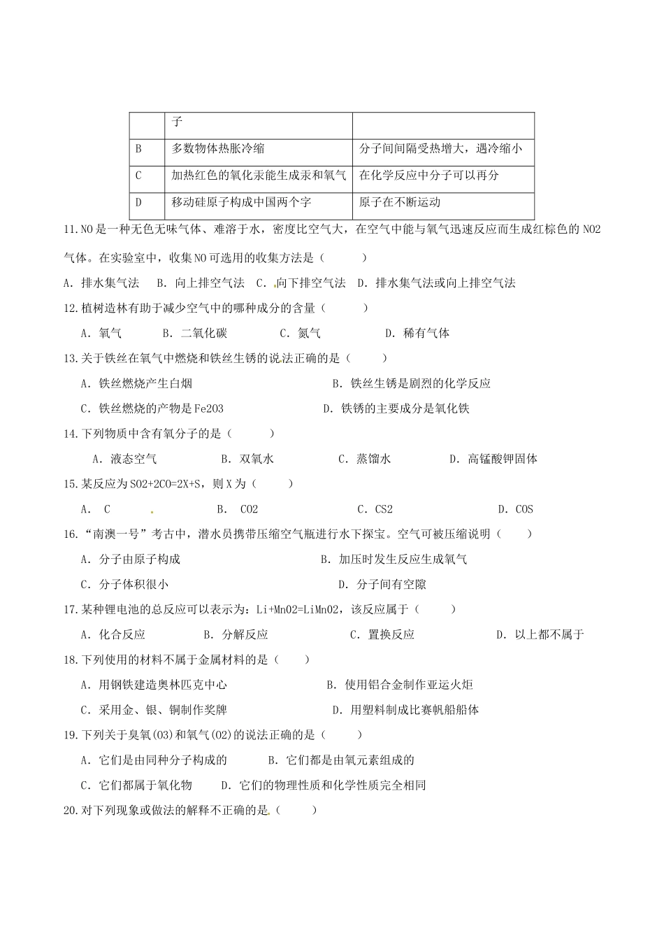 九年级化学上册 第1-8章期末复习题2 新人教版试卷_第2页