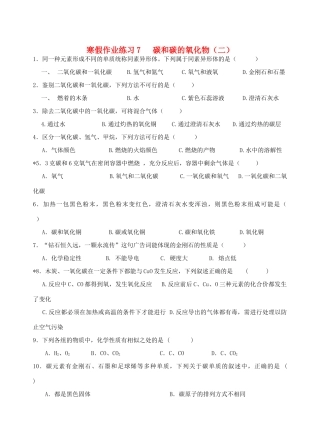 九年级寒假作业化学试卷(7) 新人教版试卷