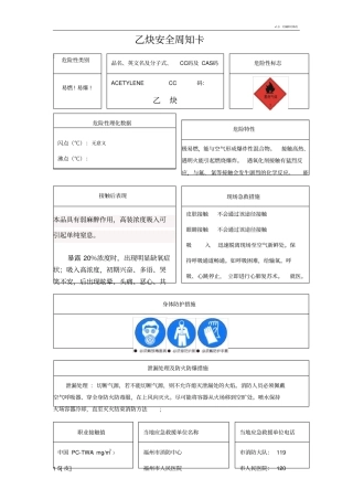 乙炔安全周知卡