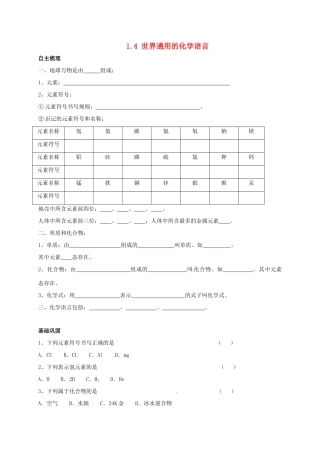 九年级化学上册 14 世界通用的化学语言校本作业(新版)沪教版试卷