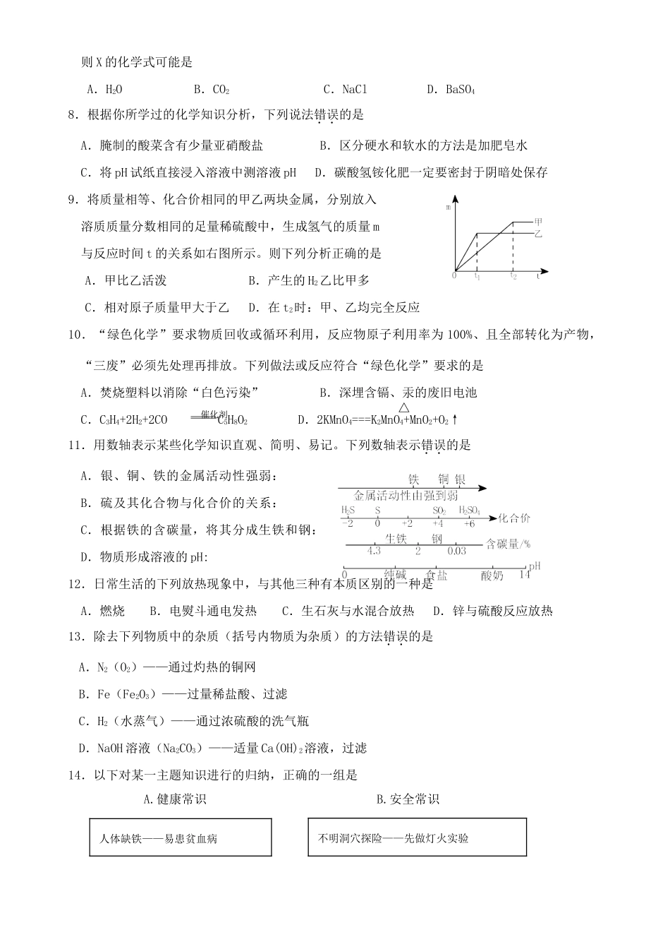 化学素质和实验能力竞赛预赛试卷(广东省中山赛区) 试题_第2页