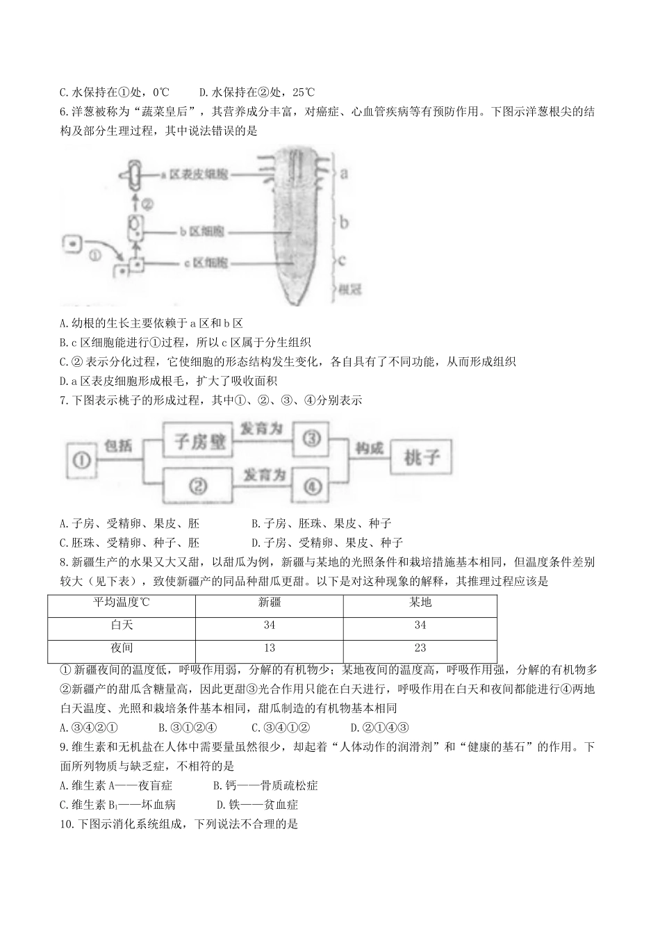 山东省临沂市中考生物真题试卷(含答案)试卷_第2页