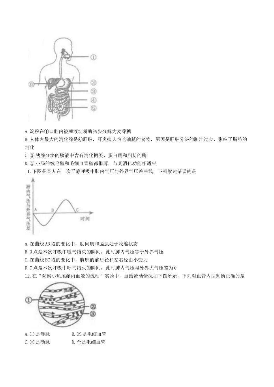 山东省临沂市中考生物真题试卷(含答案)试卷_第3页